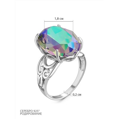 Кольцо из серебра с кристаллом Swarovski мистик родированное 925 пробы 0025к-001PARSH