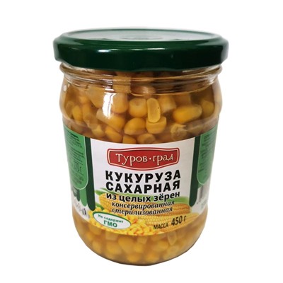 Кукуруза консерв. 450 г ст/б (1/10шт) ( Туров, Беларусь), шт