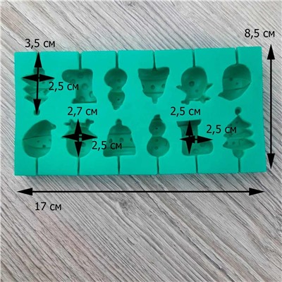 Молд силиконовый для леденцов и шоколада Новогодний
