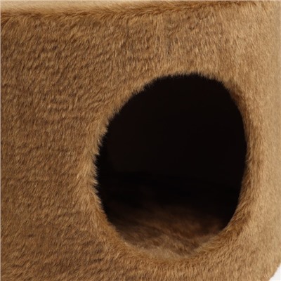 Дом для кошек с когтеточкой, с лежаком, круглый, 35 х 35 х 70 см, коричневый