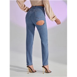 SHEIN Jeans mit hoher Taille, Cut-Out