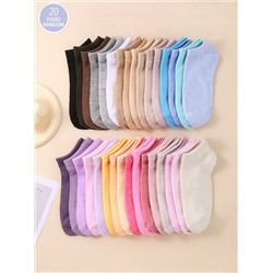 20 Paare von mehrfarbigen Sommer Socken für Damen, dünne flache niedrige Socken, zufällige Farben