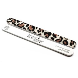 El Corazon Пилка DF510 "леопард" для натуральных ногтей прямая 220/220 двухсторонняя