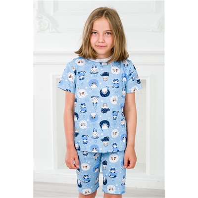 Пижама детская из футболки и бридж из кулирки Кошки