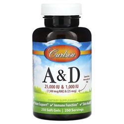 Carlson Витамины А и D, 250 мягких таблеток