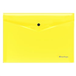 Папка-конверт на кнопке Berlingo "Neon" А4, 200мкм, прозрачная желтый неон EFb_A4390