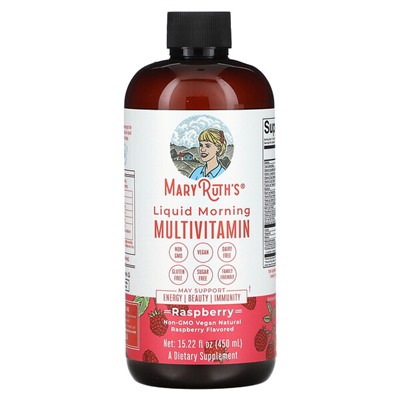 MaryRuth's Liquid Morning Multivitamin, малина, 15,22 жидких унции (450 мл)