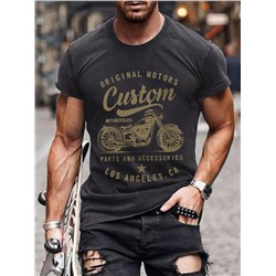 Männer T-Shirt mit Buchstabe & Motorrad Muster,