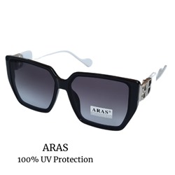 Уценка! Очки солнцезащитные женские ARAS, черные с белыми дужками, 8890 С5, арт. 08.0518