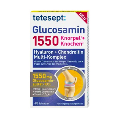 tetesept Glucosamin 1550 für Knorpel + Knochen, tetesept Glucosamin 1550 für Knorpel + Knochen 49,6 г 40 таблеток
