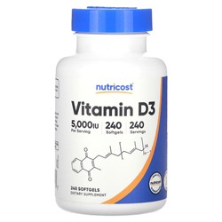 Nutricost Витамин D3 - 5000МЕ - 240 капсул - Nutricost