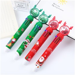 Ручка Новогодняя с блестками многоцветная 10 цветов 9046517