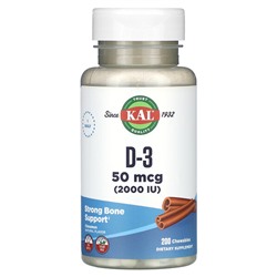 KAL D-3, Корица, 50 мкг (2000 МЕ), 200 жевательных таблеток