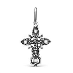 Крест из чернёного серебра с фианитами - 3 см 925 пробы К3-052ч 200