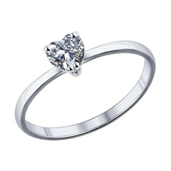 Помолвочное кольцо из серебра с фианитом, 94011721