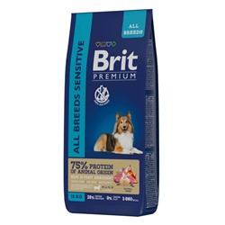 Сухой корм Brit Premium Dog Sensitive для собак всех пород, ягненок и индейка, 15 кг