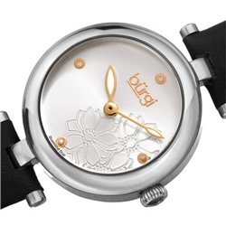Burgi Flower Marker Quartz Diamond Silver Dial Ladies Watch BUR197SSB