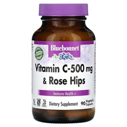 Bluebonnet Nutrition Витамин С – 500 мг и плоды шиповника, 90 растительных капсул
