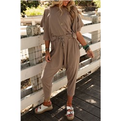 Simply Taupe High Low Boxy Fit Tee and Crop Pants Set