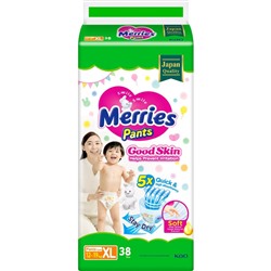 Подгузники-трусики Merries Good Skin, XL 12-19 кг, 38 шт