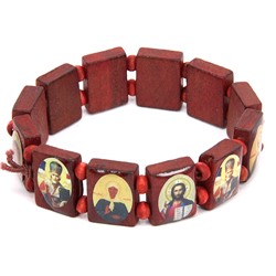 BS012 Христианский браслет "Лики Святых", красное дерево