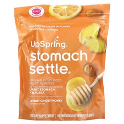 UpSpring Stomach Settle, Лимон, имбирь и мед, 55 капель в индивидуальной упаковке