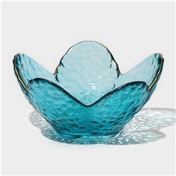 Миска стеклянная фигурная «Цветок», 60 мл, 9×4 см, цвет синий