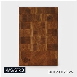 Доска разделочная Magistro premium, торцевая ясень, 30×20×2,5 см, в крафтовой коробке