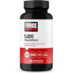 FORCE FACTOR CoQ10 100mg, Coenzyme Q10 Heart Health Supplement with Enhanced Absorption, Premium Grade Coq 10, Vegan, Dairy Free, Gluten Free, and Non-GMO, 60 Vegetable Capsules