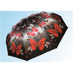Зонт С050 красные бабочки на сером