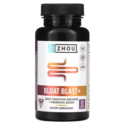 Zhou Bloat Blast+, 30 веганских капсул