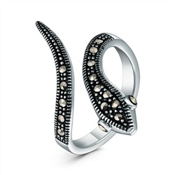 Кольцо из чернёного серебра с марказитами - Змея GAR3700