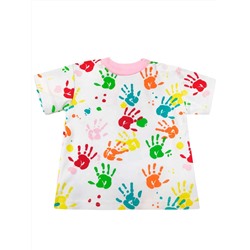 Яркая футболка с ладошками "Ладошки" для новорождённой девочки (7795р)