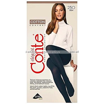 CONTE колготки Cotton 250 хлопок черные