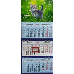 Календарь м/трио 2024г. Животные Котёнок в траве КМТ-24513