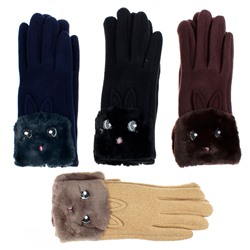 Текстильные перчатки с меховым декором сенсор