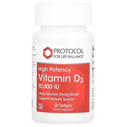 Protocol for Life Balance Витамин D3, Высокая мощность, 10 000 МЕ, 30 капсул - Protocol for Life Balance