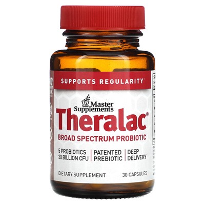 Master Supplements Theralac, Пробиотик широкого спектра действия, 30 капсул