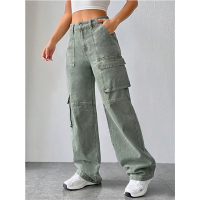 SHEIN EZwear Cargo Jeans mit Pattentasche,