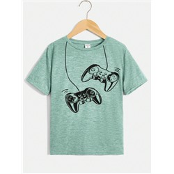 SHEIN Bedrucktes T-shirt Für Jungen Mit Schlichtem Design, Bequem Und Lässig Für Den Täglichen Sommergebrauch