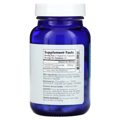 Tru Niagen Никотинамид Рибозид - 300 мг - 120 растительных капсул - Tru Niagen