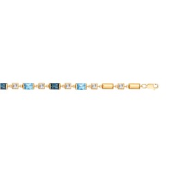 Браслет из золота с голубыми и синими топазами и Swarovski Zirconia, 750286