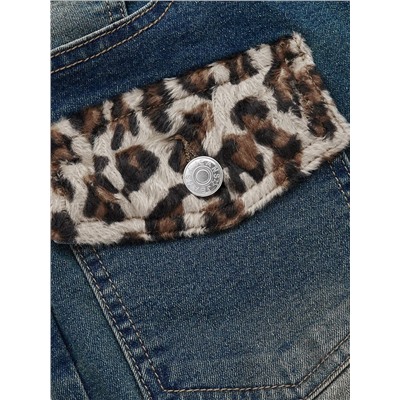 ROMWE Grunge Punk Y2k Vintage Leopardenmuster Patchwork-design Skinny Flared-jeans Für Frauen