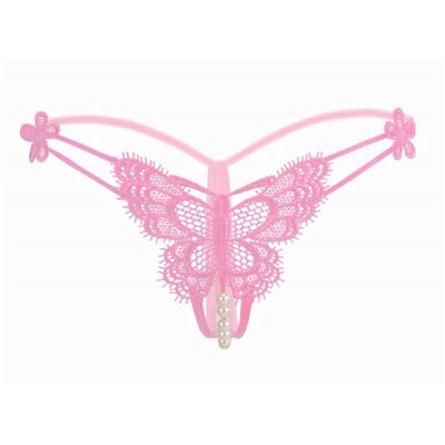 Трусики Бабочка с доступом и бусами "Butterfly Panties Pink" розовые