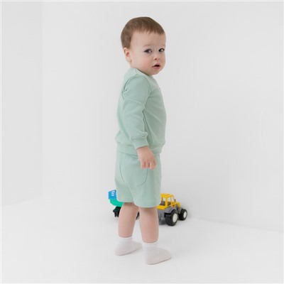 Костюм детский (свитшот, шорты) MINAKU, цвет зелёный, рост 80-86 см