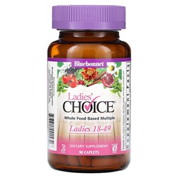 Bluebonnet Nutrition Ladies' Choice, Комплексное питание на основе цельных продуктов, женщины в возрасте от 18 до 49 лет, 90 капсул