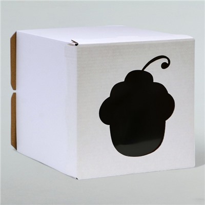 Коробка под торт с окном, "Пироженка", белая, 26 х 26 х 30 см