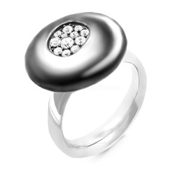 Кольцо из серебра с куб.цирконием родированное 925 пробы R07438чр