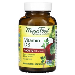 MegaFood Витамин D3, 2000 МЕ (50 мкг), 30 таблеток