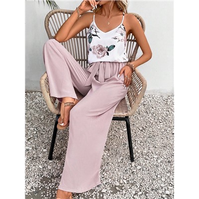 SHEIN Frenchy Blume Muster, Cami Top mit & Hose mit weiten Beinen,